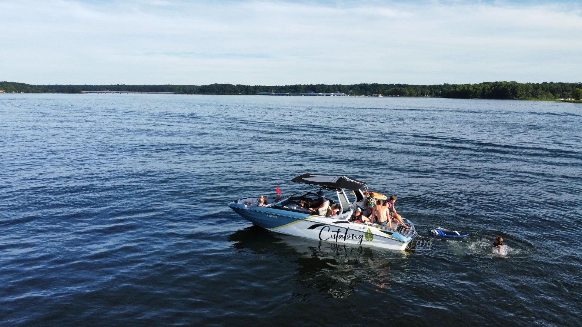 The Cutalong boat and people enjoying Lake Anna